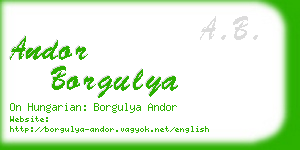 andor borgulya business card